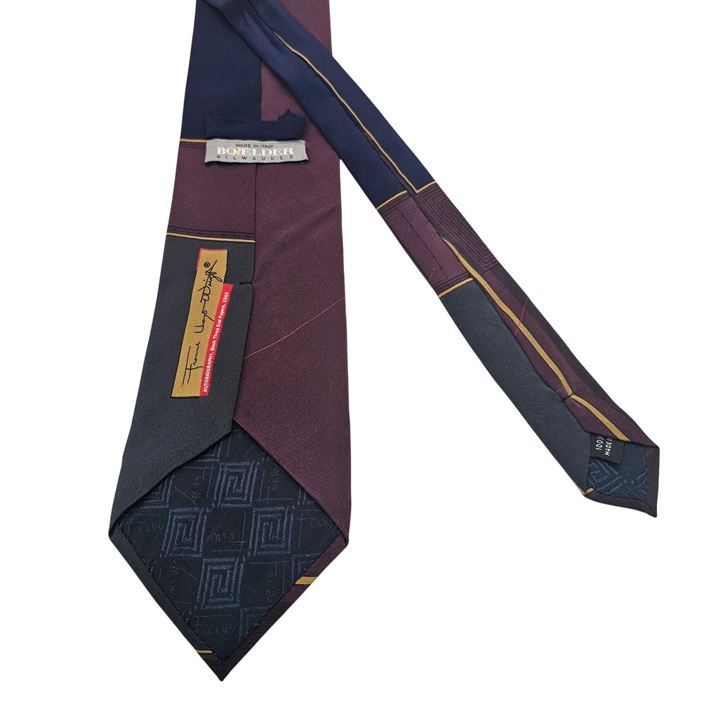 Frank Lloyd Wright Boxelder Silk Tie 1943 Autobiography Book Three End Papers‎